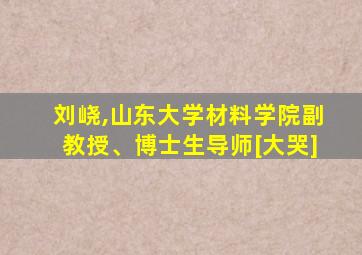 刘峣,山东大学材料学院副教授、博士生导师[大哭]